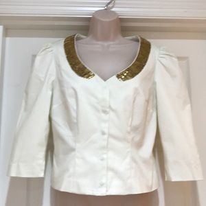 NWOT Metrostyle Sequined Neck Line Fully Lined Jacket Size 8